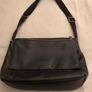 Coach black leather lap top bag